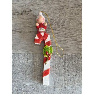 Vtg Sweet Granny Christmas Candy Cane Wood Christmas Ornament 261c
